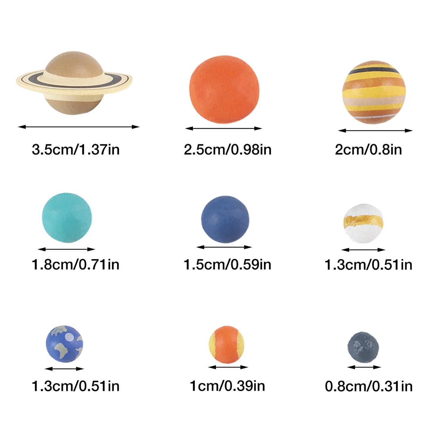 Scale Model Solar System: Planets and Sun (Set of 9)